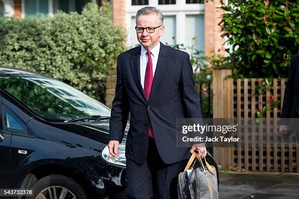 Justice Secretary and leading Brexit campaigner Michael Gove leaves his home in Kensington before announcing his intention to run to be the next...