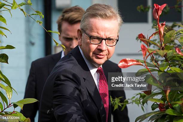 Justice Secretary and leading Brexit campaigner Michael Gove leaves his home in Kensington before announcing his intention to run to be the next...