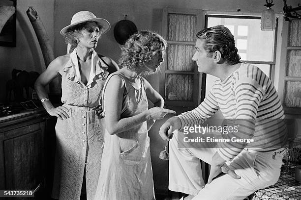 French actress Stephane Audran, Isabelle Huppert and Eddy Mitchell on the set of Coup de Torchon written and directed by Bertrand Tavernier. |...