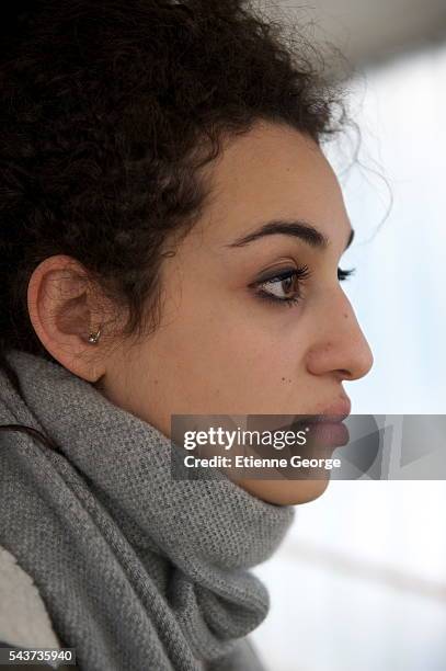 French actress and singer Camélia Jordana on the set of La Stratégie de la Poussette, written and directed by Clément Michel.