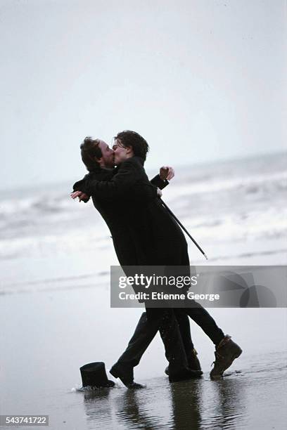 British actor David Thewlis is Paul Verlaine and American actor Leonardi DiCaprio, Arthur Rimbaud in the movie Total Eclipse directed by Polish...