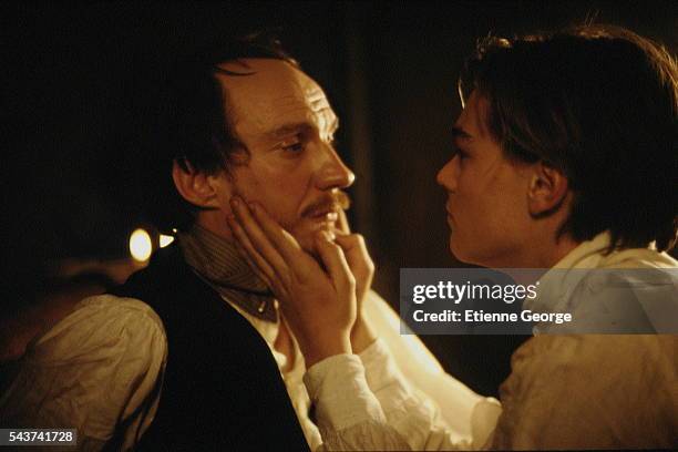 British actor David Thewlis is Paul Verlaine and American actor Leonardi DiCaprio, Arthur Rimbaud in the movie Total Eclipse directed by Polish...