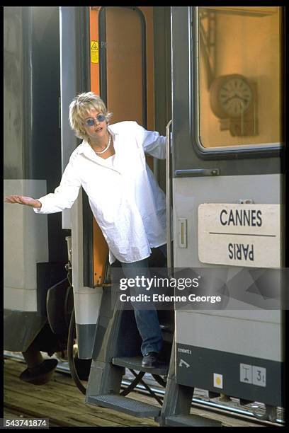 Actress Meg Ryan on the set of the film French Kiss directed by Lawrence Kasdan.
