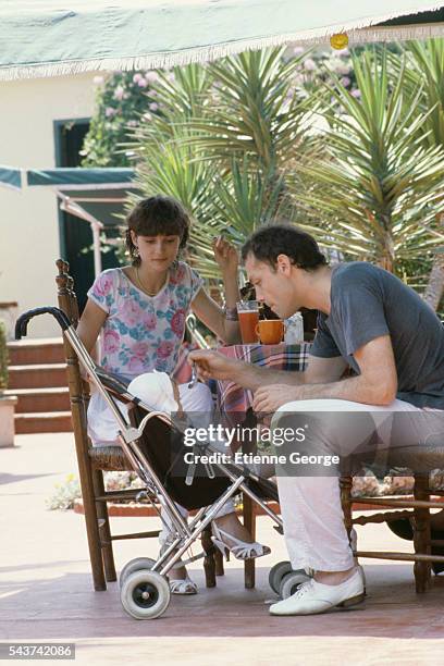 French actor Patrick Dewaere with his wife Elisabeth Malvina Chalier, aka Elsa, and their daughter Lola.