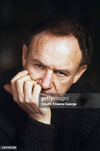 American actor Gene Hackman on the set of the film "Target" directed by Arthur Penn.
