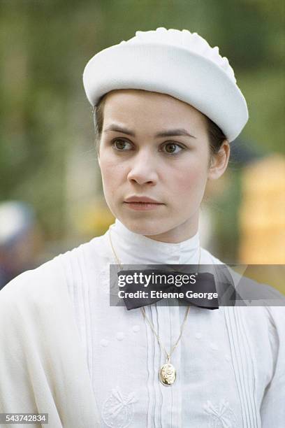 French actress Valerie Kaprisky on the set of the film "Aphrodite", directed by Englishman Robert Fuest and based on a Pierre Louys's novel by the...