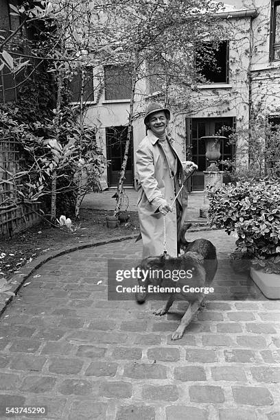 Italian born Singer and actor Serge Reggiani at his Paris home