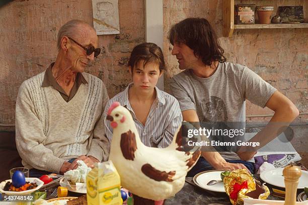 David Birkin , father of scriptwriter and actor Andrew Birkin , and grandfather of actress Charlotte Gainsbourg on the set of "Jane B. Par Agnès V,"...