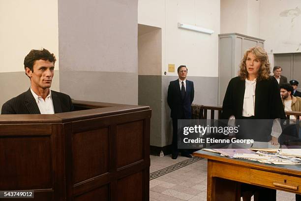 Actors Jill Clayburgh and Mohammed Bakri on the set of the film "Hanna K," directed by Costa-Gavras.