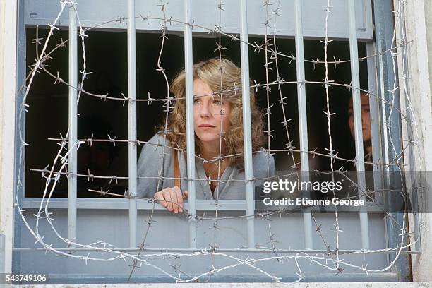 American actress Jill Clayburgh on the set of the film "Hanna K," directed by Costa-Gavras.