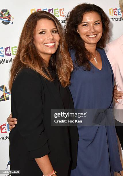 Journalists /presenters Myriam Seurat and Anais Bedaymir attend France Television presents its programs 2016-2017 at France Television studios on...