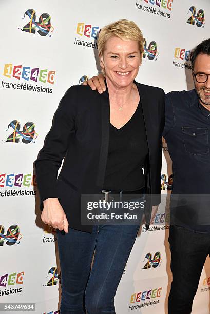 Elise Lucet and Frederic Lopez attend France Television presents its programs 2016-2017 at France Television studios on June 29, 2016 in Paris,...