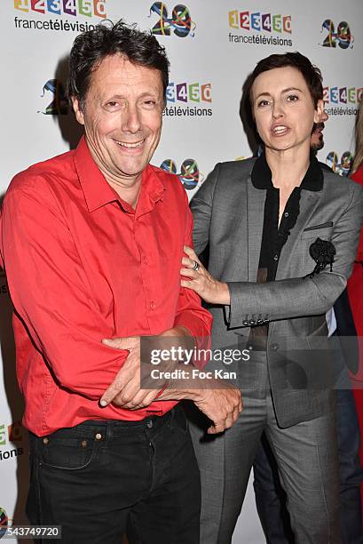 Antoine de Maximy and Sophie Jovillard attend France Television presents its programs 2016-2017 at France Television studios on June 29, 2016 in...