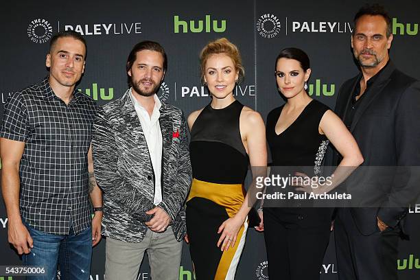 Actors Kirk Acevedo, Aaron Stanford, Amanda Schull, Emily Hampshire and Todd Stashwick attend PaleyLive LA's screening of "12 Monkeys" at The Paley...