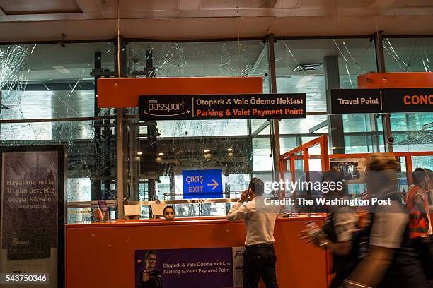 Damage from inside the airport.ISTANBUL, TURKEY After yesterdays attack of three bombs which rocked Istanbul's main airport the city struggles with...