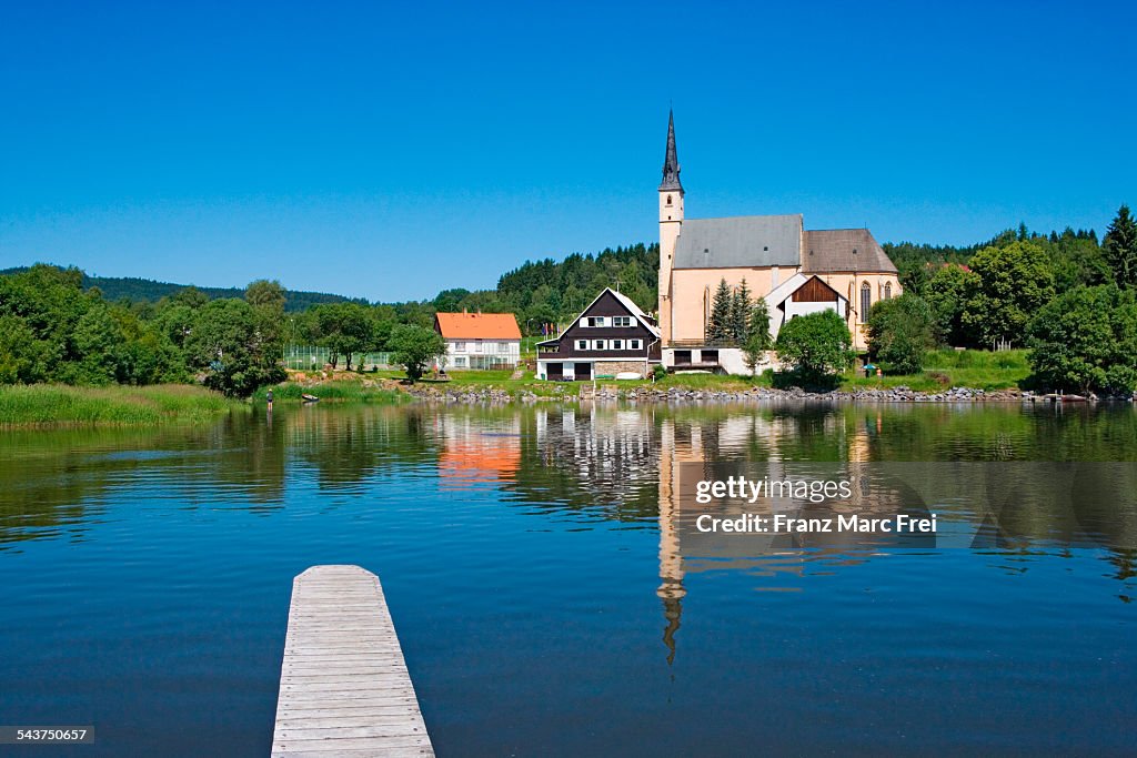 Lipno Reservoir and the village Predni Vyton