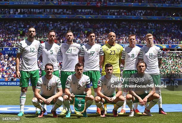 Football UEFA Euro 2016 Round of 16 game between France and Republic of Ireland team photo Shane Duffy Richard Keogh Daryl Murphy Stephen Ward Darren...