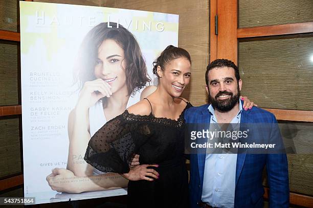 Actress Paula Patton and co-founder of Haute Media Group Seth Semilof attend Jetsmarter and Tanqueray celebrate Paula Patton Haute Living Cover at...