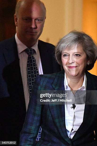 Home Secretary Theresa May is greeted before speaking to launch her bid to become the next Conservative party leader as Chris Grayling, Lord...