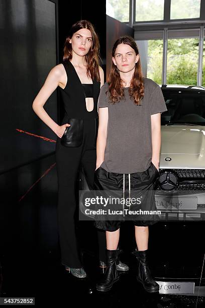 Lucie Von Alten and Eliot Paulina Sumner, daughter of singer Sting, attend the Mercedes-Benz Fashion Talk during the Mercedes-Benz Fashion Week...