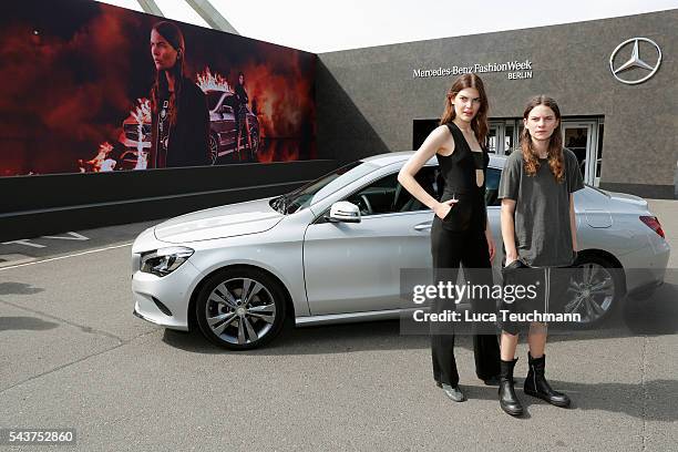 Lucie Von Alten and Eliot Paulina Sumner, daughter of singer Sting, attend the Mercedes-Benz Fashion Talk during the Mercedes-Benz Fashion Week...