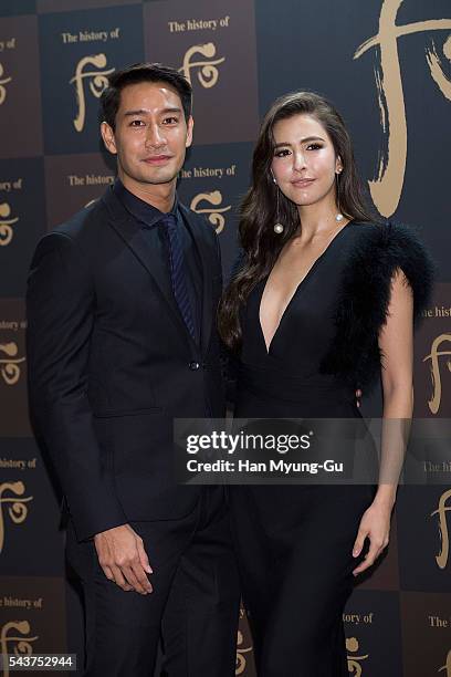 Actors Nawat Kulrattanarak and Sririta Jensen from Thailand attend the photocall for the LG Household and Health Care "The History Of Whoo" Launch...