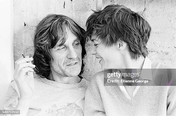 Actress and singer Jane Birkin and her brother Andrew Birkin on the set of Belgian-born director Agnès Varda's film "Jane B. Par Agnès V."