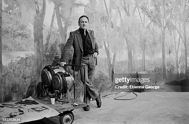 American actor Gene Hackman on the set of the film "Target", directed by Arthur Penn.