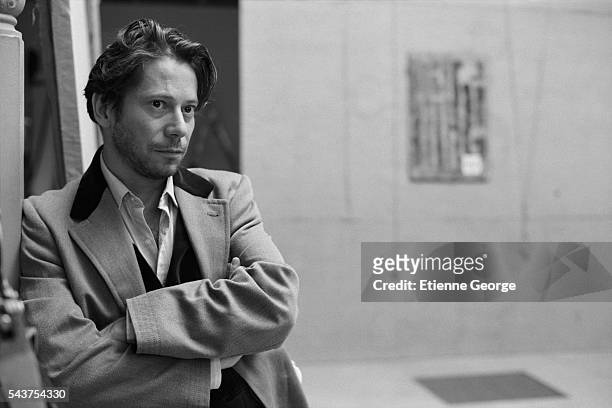 French actor Mathieu Amalric on the set of the film "Le Scaphandre et le Papillon" , directed by American artist, painter and director Julian...