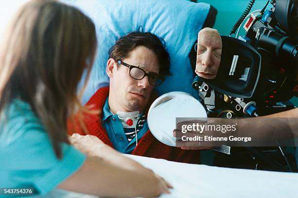 French actor Mathieu Amalric on the set of the film "Le Scaphandre et le Papillon" , directed by American artist, painter and director Julian...