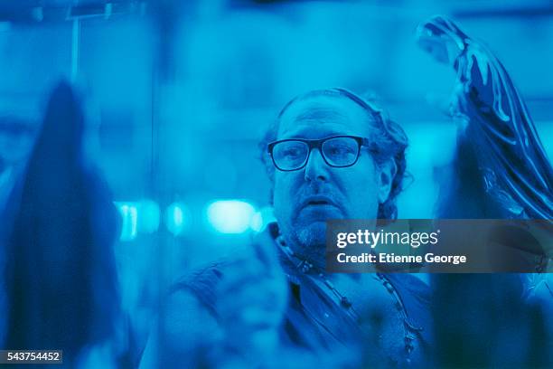 American artist, painter and director Julian Schnabel on the set of his film "Le Scaphandre et le papillon" , based on the Jean-Dominique Bauby novel...