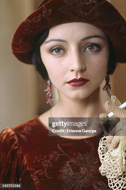 Portugese actress Maria de Medeiros on the set of the film "Henry & June", directed by Philip Kaufman and based on French writer Anais Nin's novel by...