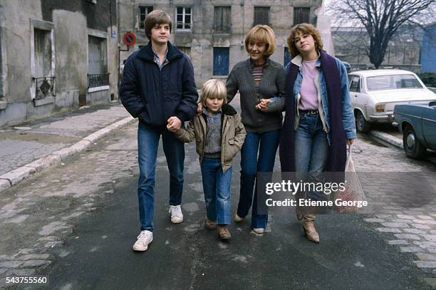 French actress Annie Girardot and her daughter, actress Giulia Salvatori in her first staring role in the film La Vie Continue, directed by Egyptian...