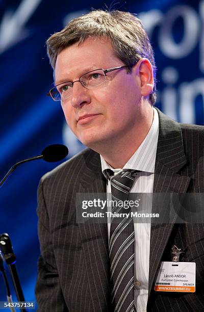 The European Commissioner for Employment, Social Affairs and Inclusion László Andor attends European Business Summit in Brussels on June 30, 2010....