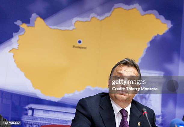 Brussels, Belgium; September 16; 2010. -- Hungarian Prime Minister Viktor ORBAN is talking to media at the end of the EU Summit.