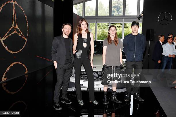 David Koma, deisgner, Lucie Von Alten, Eliot Paulina Sumner and Swedish director Christian Larson attend the Mercedes-Benz Fashion Talk during the...