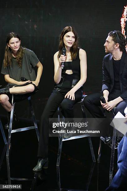 Eliot Paulina Sumner, Lucie Von Alten and David Koma attend the Mercedes-Benz Fashion Talk during the Mercedes-Benz Fashion Week Berlin Spring/Summer...