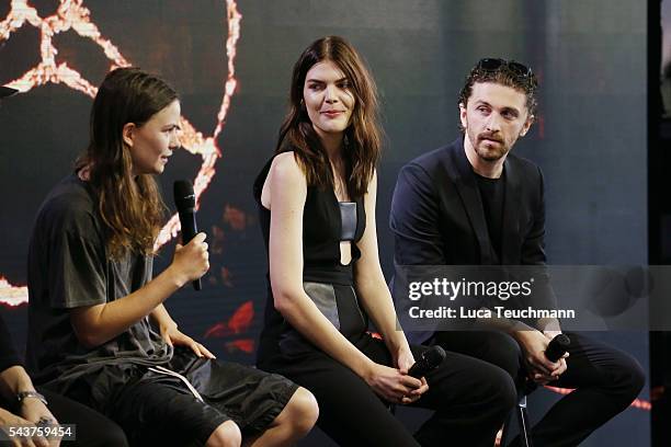 Eliot Paulina Sumner, Lucie Von Alten and David Koma attend the Mercedes-Benz Fashion Talk during the Mercedes-Benz Fashion Week Berlin Spring/Summer...