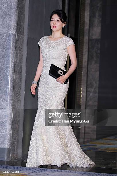 South Korean actress Lee Young-Ae attends the photocall for the LG Household and Health Care "The History Of Whoo" Launch Party at Four Seasons Hotel...