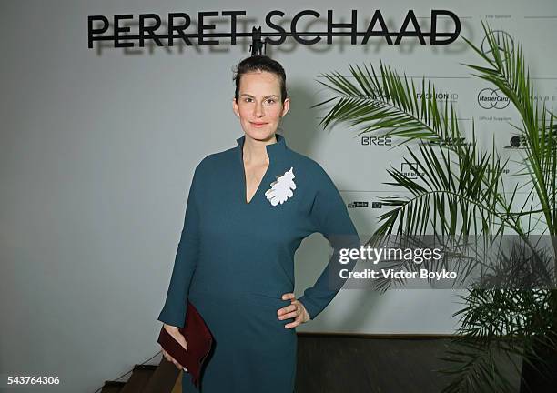 Saralisa Volm attends the Perret Schaad show during the Mercedes-Benz Fashion Week Berlin Spring/Summer 2017 at Stage at me Collectors Room on June...