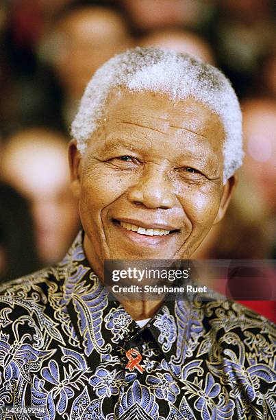 Former President of South Africa Nelson Mandela attends the International Conference of Donors for the Burundi, in Paris.