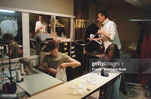 Preparation of the show: Jean Paul Knott in the sewing workshop.