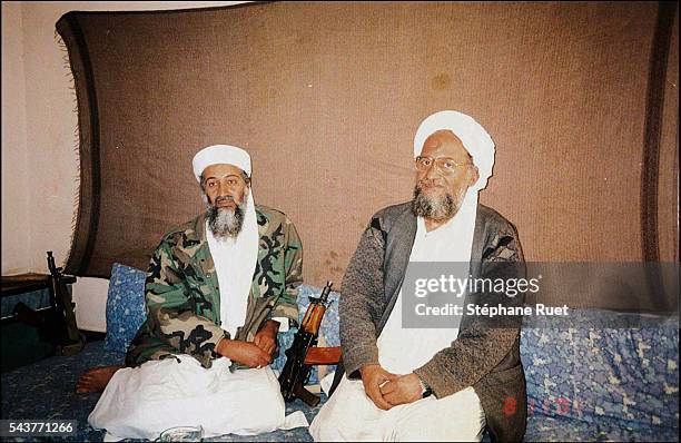 Osama bin Laden accomapnied by his right-hand man,Dr. Ayman Al-Zuwahiri.