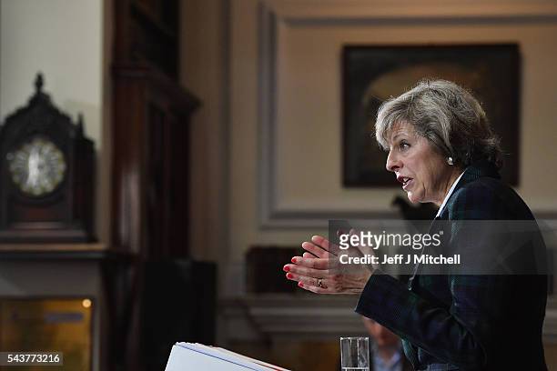 Home Secretary Theresa May, launches her bid for the Conservative Party leadership on June 30, 2016 in London,England.Nominations for MP s to declare...