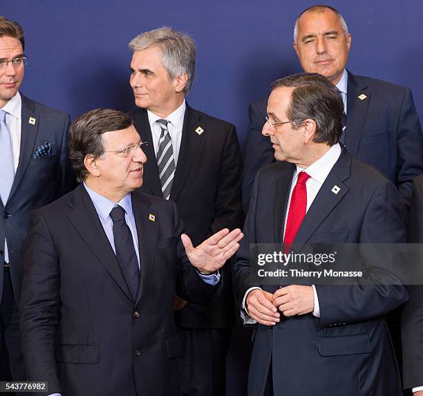 Brussels, Belgium, October 18; 2012. --President of the European Commission Jose Manuel BARROSO talks with the Greek Prime Minister Antonis SAMARAS...