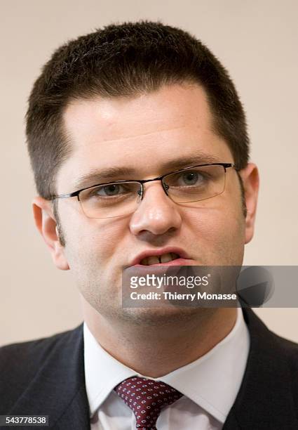 Serbian Minister of Foreign Affairs Vuk Jeremic addresses the media after a meeting of the EU.
