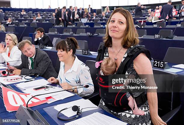 Strasbourg, Bas-Rhin, Alsace, France, July 8, 2015. -- Italian Member of the European Parliament Daniela Aiuto arrives for a session of the European...