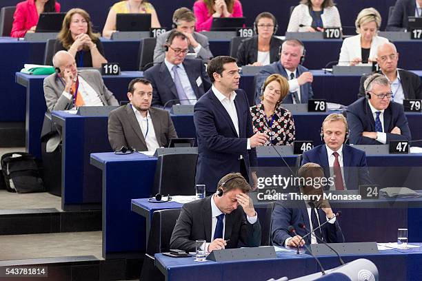 Strasbourg, Bas-Rhin, Alsace, France, July 8, 2015. -- Luxembourg Prime Minister, President of the Council Xavier Bettel and the President of the...