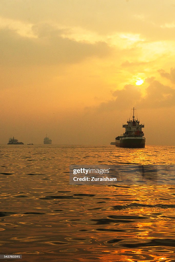 Sunrise over Port of Tanjung Priok