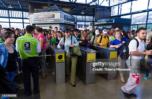 Medellín, Republic of Colombia, August 26, 2015. -- The Medellín Metro at rush hour.